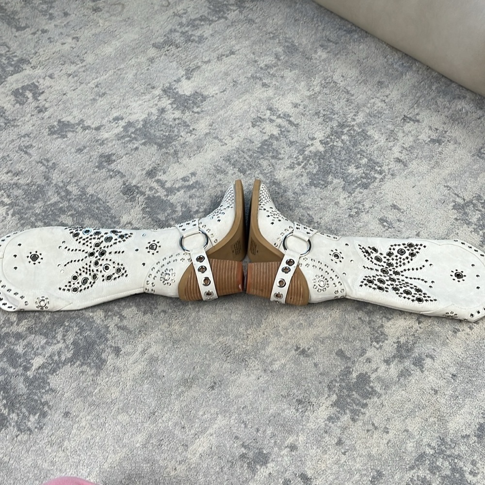 New Dolls Kill Current Mood White Studded Butterfly Cowboy Boots Festival Sz 6 - Picture 8 of 13